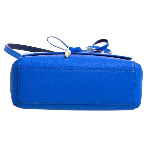 Kate Spade Blue Leather Bow Flap Crossbody Spacious Shoulder Bag 👜 Fits📱💄💵 - Picture 2 of 16
